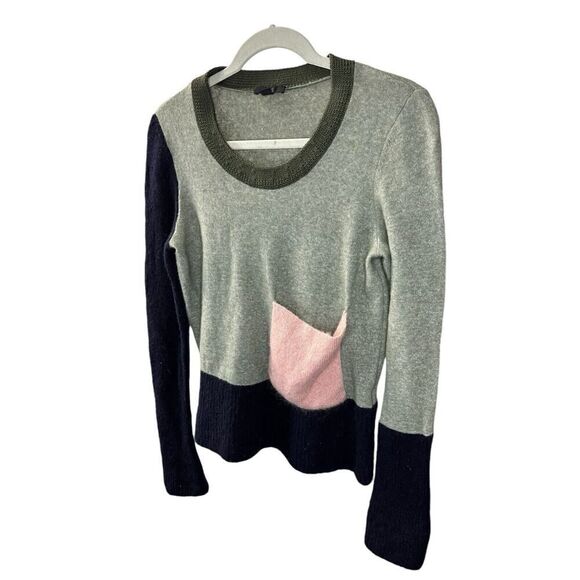 COS color block green/blue/ pink wool knit Sweater Small - Picture 4 of 14